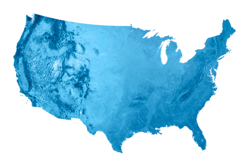 USA Topographic Map Isolated
