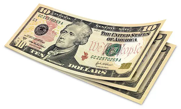 Photo of Ten Dollar Banknotes