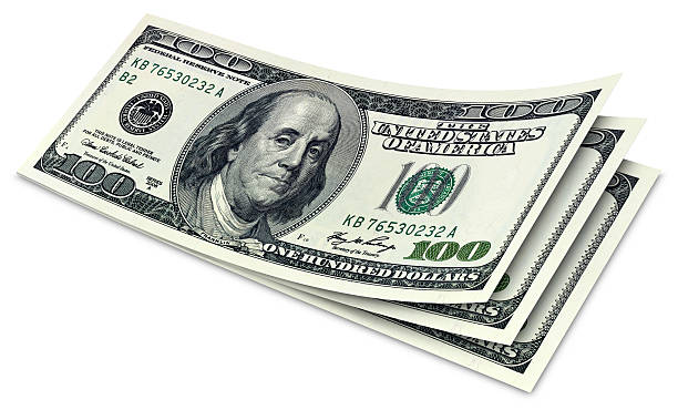 istock Three crisp, stacked, duo tone one hundred dollar bills 173170675