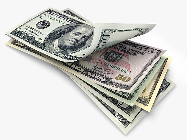 uns banknoten in verschiedenen beträgen erhältlich - currency us paper currency five dollar bill usa stock-fotos und bilder