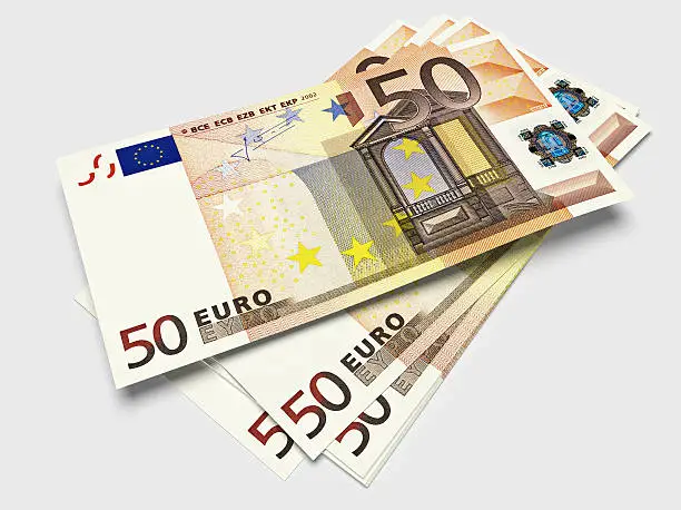 3D render of a stack of fifty Euros