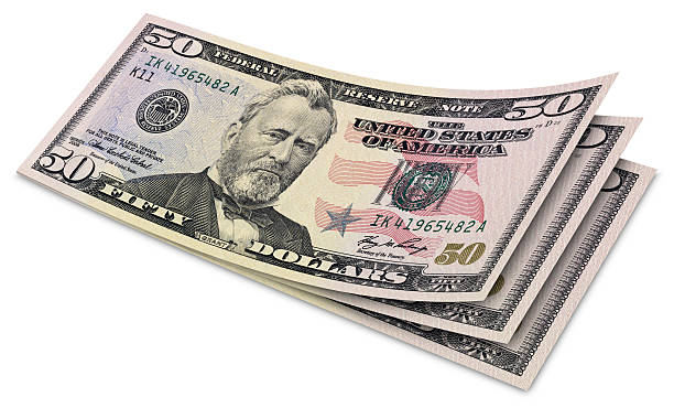 Fifty Dollar Banknotes stock photo