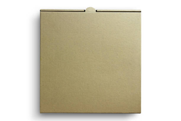 Top view of carton isolated on a white background with clipping path. Brown cardboard delivery box. stock photo