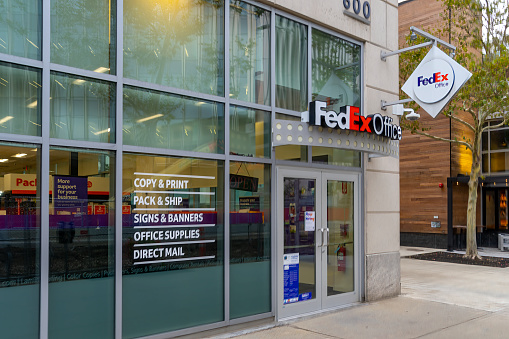 Fed Ex Office in Boston, Massachusetts, USA.