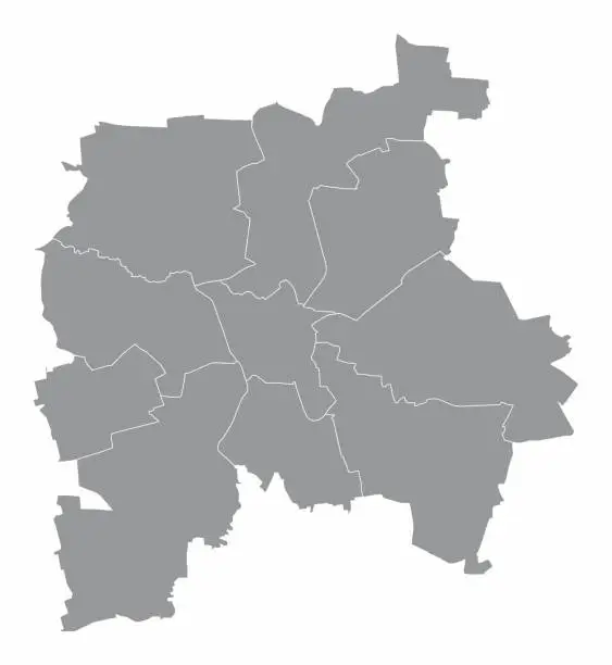 Vector illustration of Leipzig city administrative map