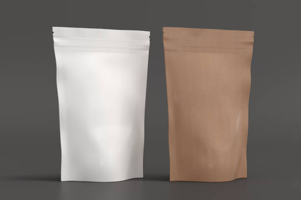 istock White and craft packaging pouches mockup for tea, coffee, snack on gray background 1731742344