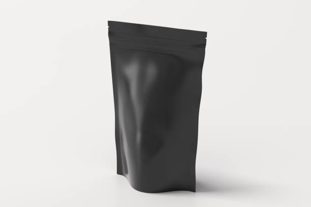 istock Black packaging pouch mockup for tea, coffee, snack on white background 1731744038