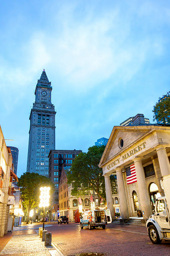 Downtown Boston, this is the Quincy Market, Commercial Street, Boston, Massachusetts.
