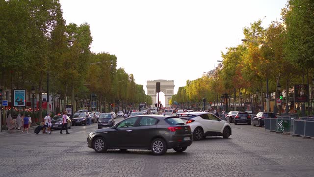 Champs-Elysees Avenue and Arc de Triomphe in Paris