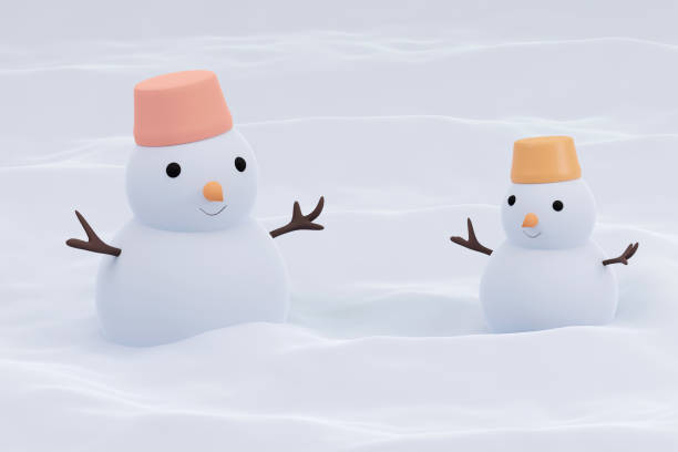 istock 3D rendering of snowman on light snow background 1731751341