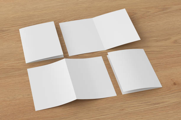 istock Half-folded flyer vertical A5 booklet mockup on wooden background 1731752498
