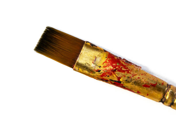 istock Artistic equipment paint brushes on linen fabric 1731756858