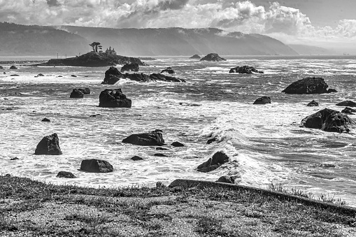 Land formations in the sea at Crescent City, Californiay.