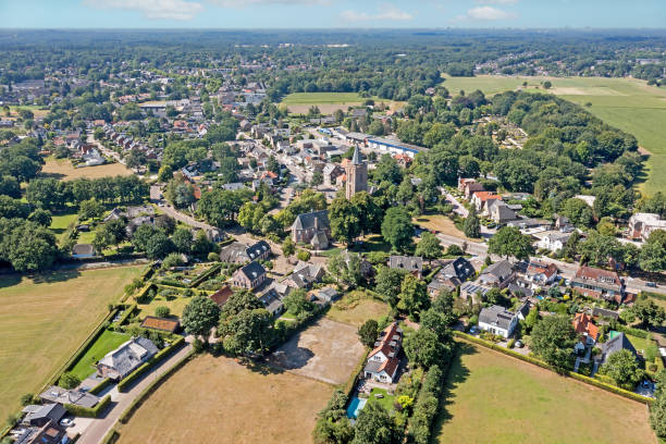 Aerial from the town Soest in province Utrecht the Netherlands stock photo