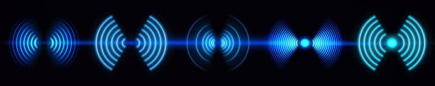 stockillustraties, clipart, cartoons en iconen met 3d wifi signal neon light effect symbol vector - radiogolf