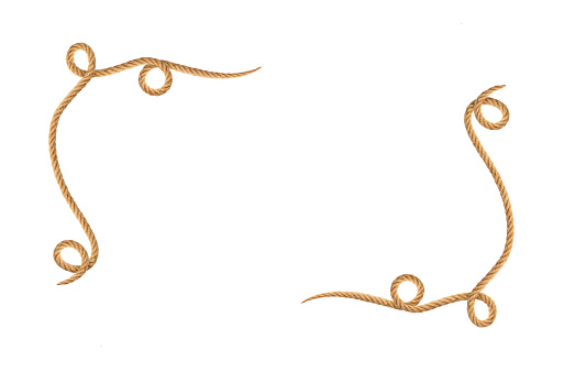 Brown western rope in frame shape on white background