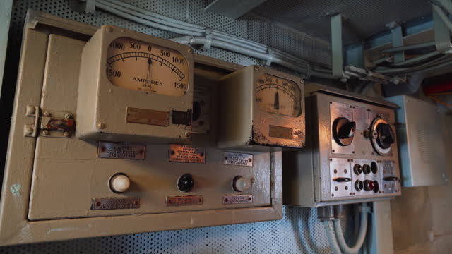 Electricity and voltage gauge inside a retro aircraft