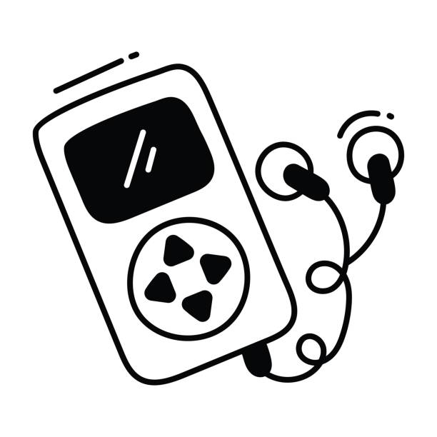 odtwarzacz mp3 doodle ikona ilustracja projektu. symbol nauki i technologii na białym tle plik eps 10 - passenger craft audio stock illustrations