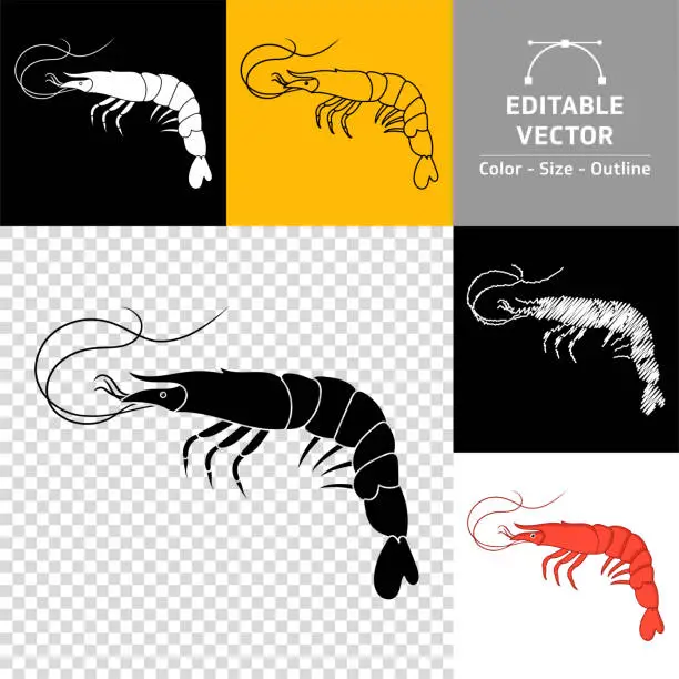 Vector illustration of Shrimp icon and illustration.