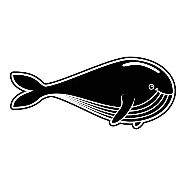 Vector illustration of Whale icon in cartoon style.