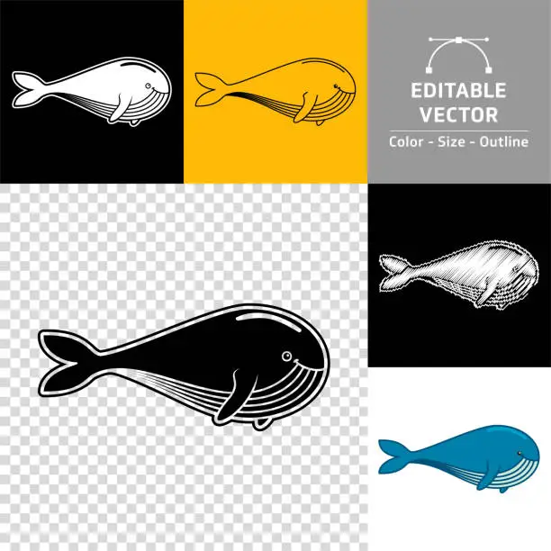 Vector illustration of Whale icon in cartoon style.