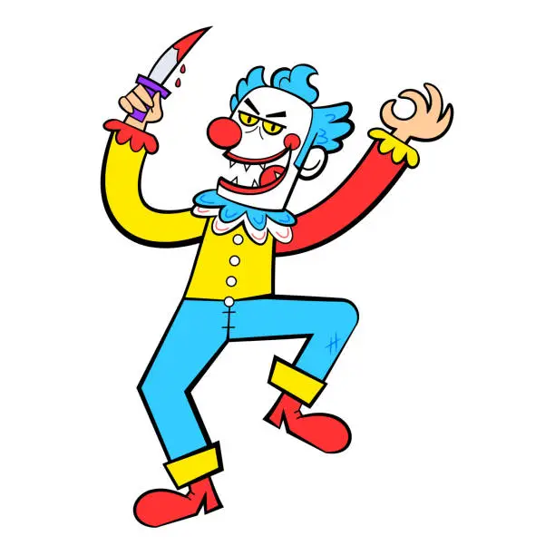 Vector illustration of vector clown cartoon halloween illustration isolated