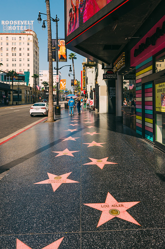 Los Angeles, USA - November 16, 2014: A blank star on the Hollywood Walk of Fame. One of 2,500 stars embedded in the sidewalks of Hollywood Boulevard bearing the names of entertainers. The stars are a monument for achievement in the entertainment industry and a popular tourist destination.
