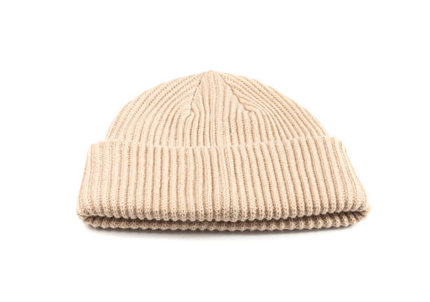 istock Winter Hat Isolated, Knitted Cap, Beige Winter Hat on White Background 1731862669