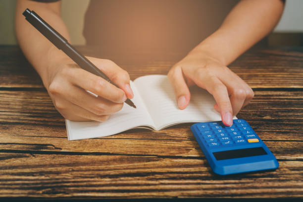 istock Woman hand press calculator, business concept. 1731894662