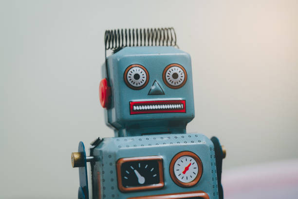 istock Antique vintage robot tin toy. Retro robot. 1731895618