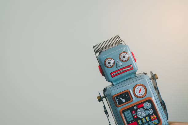 Antique vintage robot tin toy. Retro robot.