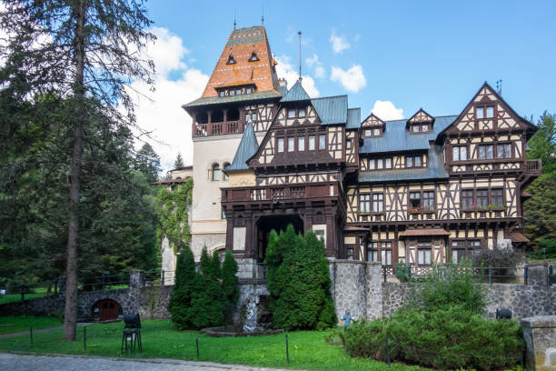 Sinaia, Romania - September 08, 2023: Pelisor Castle in the Carpathian Mountains
