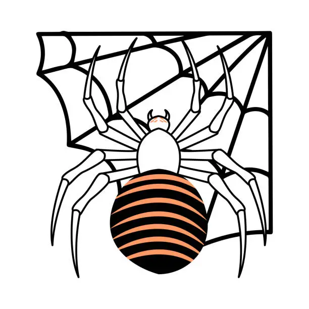 Vector illustration of Spider Character of Hallowen Isolated Retro Cartoon Vector