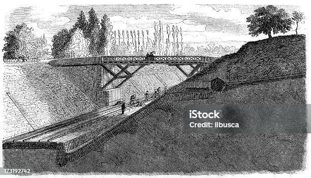 Vetores de Ilustração De Trens Antigos Pontes E Construção De Estradas e mais imagens de Antigo