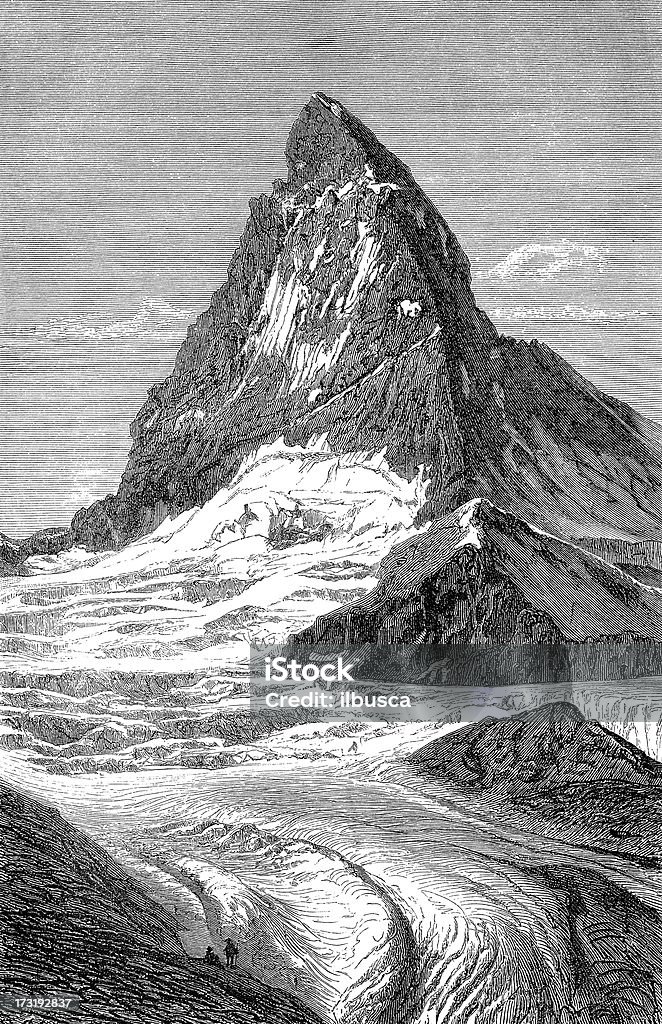 Matterhorn o de Monte Cervino's con glaciar - Ilustración de stock de Matterhorn libre de derechos
