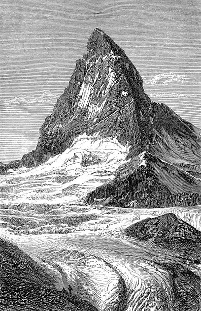 ilustrações, clipart, desenhos animados e ícones de matterhorn ou monte cervino com glacier - glacier mountain ice european alps