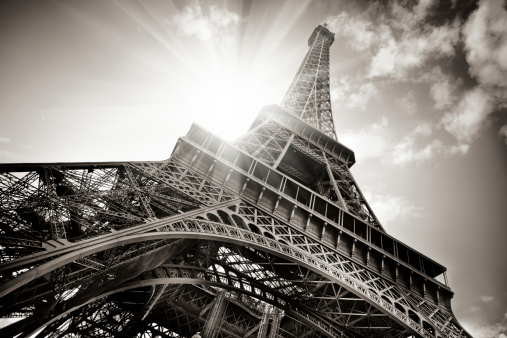 Eiffel Tower in b&w, Paris, France