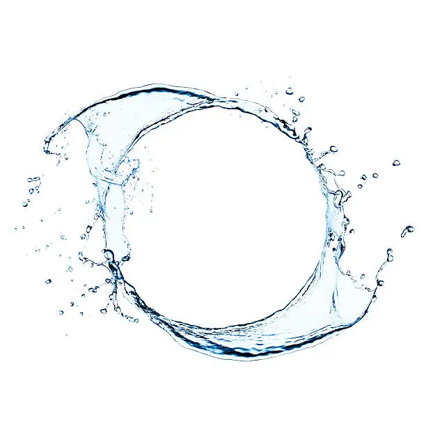 Freeze frame photography of splashing water. Isolated in white.