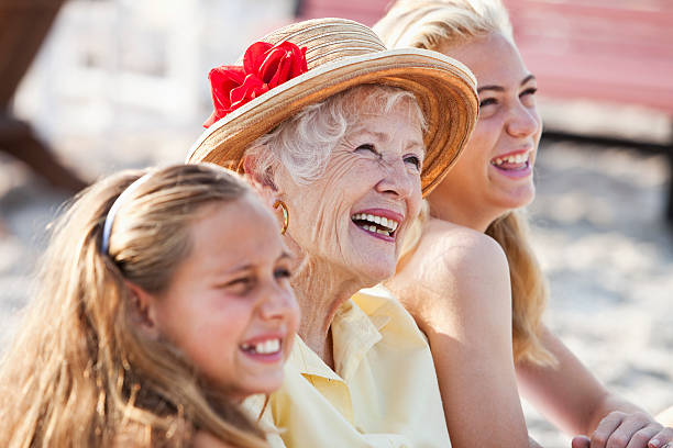 istock Grandmother with granddaughters at beach 173193083