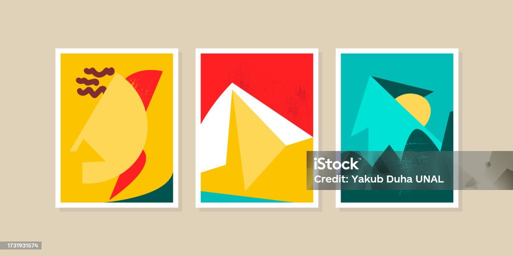 Poster Featuring Abstract Geometric Angular Objects Stock Illustration ...