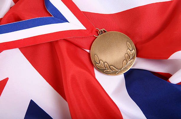 istock Gold Medal and UK Flag 173193544
