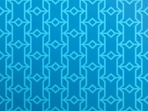 Vector illustration of Blue geometric arabesque pattern