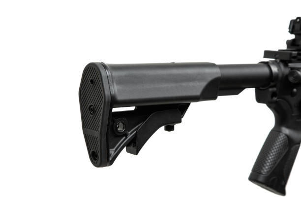 istock Modern automatic rifle isolated on white background. Weapons for police, special forces and the army. Automatic carbine with mechanical sights. Assault rifle on white back. 1731943209