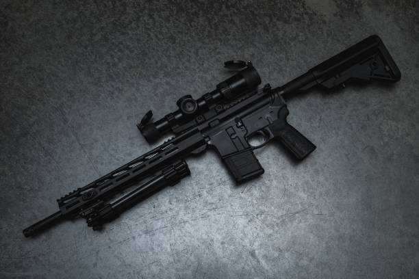 istock Tactical rifle ar 15 with optical sight and bipod. 1731943210