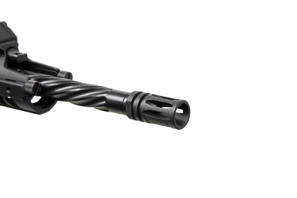 istock Modern automatic rifle isolated on white background. Weapons for police, special forces and the army. Automatic carbine with mechanical sights. Assault rifle on white back. 1731943789