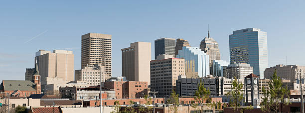 Panoramic view of Oklahoma City Skyline on a cloudless day stock photo