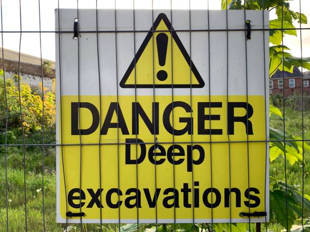 istock Yellow and white construction sign 