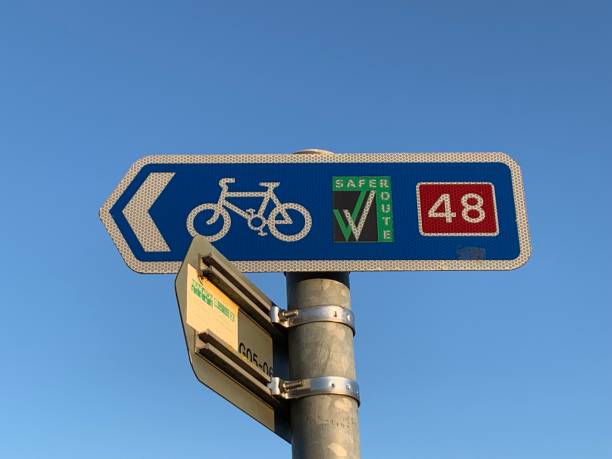 istock Picture of a blue cycle path sign 1731961023