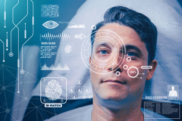 istock Biometric Face Recognition iris retinal scan for personal identity verify modern innovation security system technology 1731970372