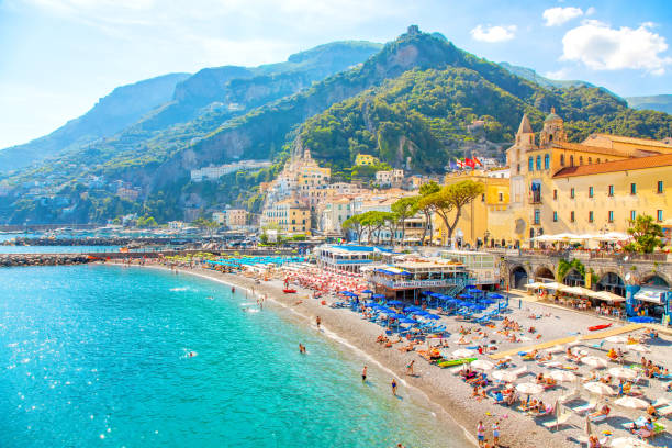 horizon de la ville amalfitaine, italie - cote-amalfitaine photos et images de collection